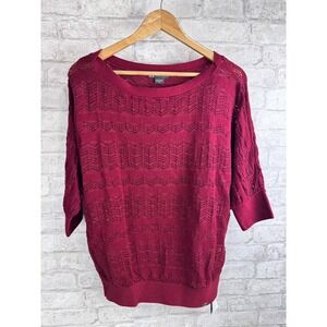 New Armani Exchange Sweater Top Sherry Open Knit Preppy Minimalist Office Size M